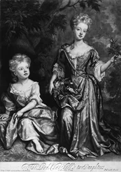 Die zwei Töchter von Lord Churchill, Mezzotinto von John Smith, ca. 1690